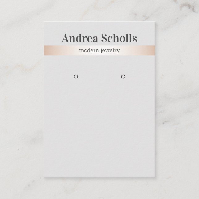 Elegant Rose Gold Silver Jewelry Earring Display  Business Card (Front)