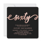 Elegant Rose Gold Sixty Script Black 60th Birthday
