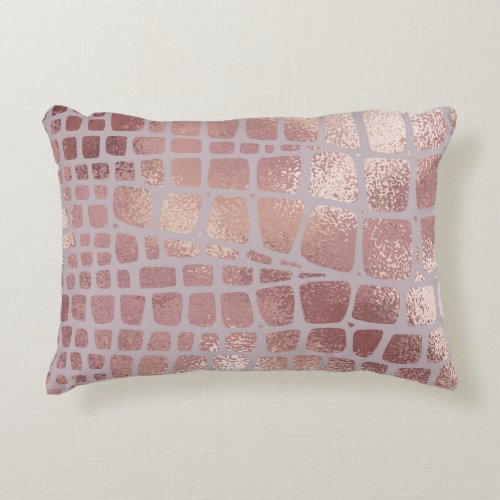 Elegant Rose Gold Snake Texture Accent Pillow