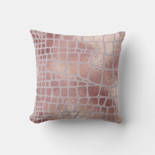 Elegant Rose Gold Snake Texture Throw Pillow