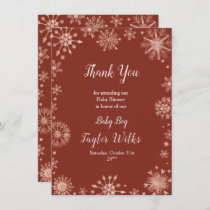 Elegant Rose Gold Snowflakes Baby Shower Thank You Card