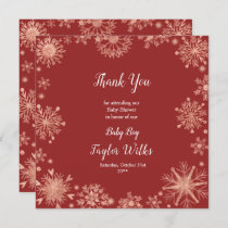 Elegant Rose Gold Snowflakes Baby Shower Thank You Card