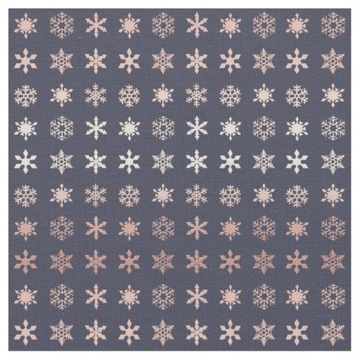 Elegant Rose Gold Snowflakes patterned  Fabric