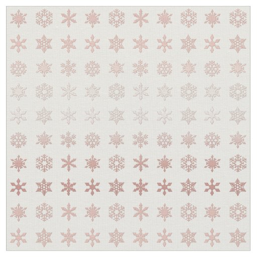 Elegant Rose Gold Snowflakes Patterned White  Fabric