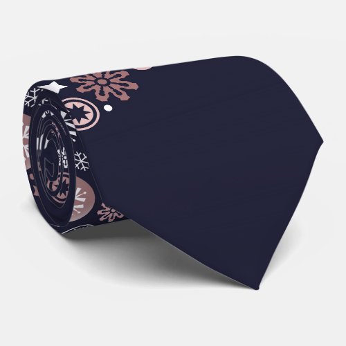 Elegant rose gold snowflakes winter design neck tie