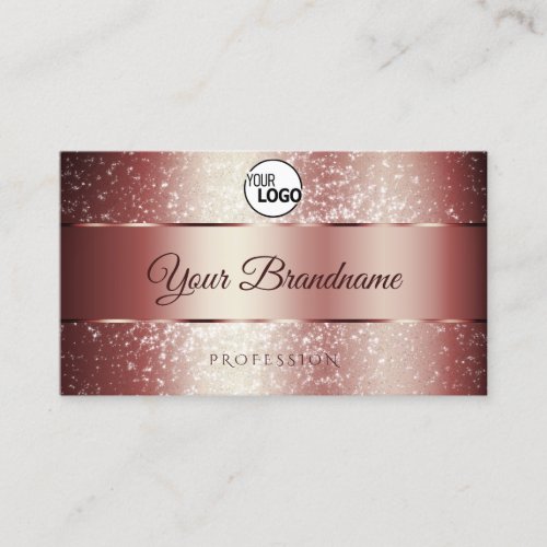 Elegant Rose Gold Spark Glitters Logo and Initials Business Card