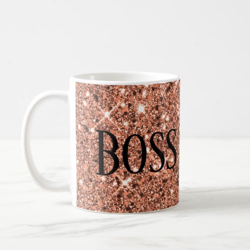 Elegant Rose Gold Sparkle Glitter Boss Babe Black Coffee Mug