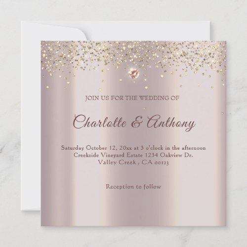 Elegant Rose Gold Sparkle Glitter Foil Invitation