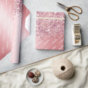 Elegant Rose Gold Sparkly Glitter Pink Custom Wrapping Paper