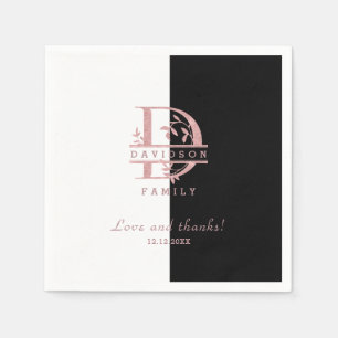 Elegant Rose Gold Split Custom Monogram A B C D Napkins