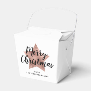 Elegant Rose Gold Star Christmas Favor Boxes