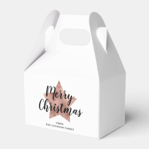 Elegant Rose Gold Star Christmas Favor Boxes
