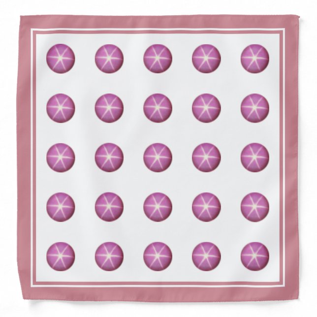 Elegant rose gold star sapphire on white bandana (Front)
