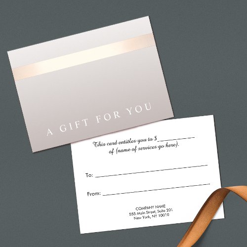 Elegant Rose Gold Striped Modern Gift Certificate