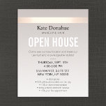 Elegant Rose Gold Striped Modern Open House Flyer<br><div class="desc">Elegant, stylish business card design featuring light rose gold FAUX foil stripe on subtle graduated gray background. This is NOT real gold leaf - but an image. There is no shine or texture. This versatile networking card is also great for beauty salons, hairdressers, fashion boutiques, wedding planners, jewelry designers or...</div>