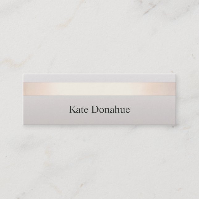 Elegant Rose Gold Striped Modern Stylish Gray Mini Business Card (Front)