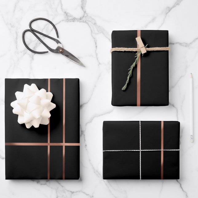 Elegant Rose gold stripes Wrapping Pape Wrapping Paper Sheets (Front)