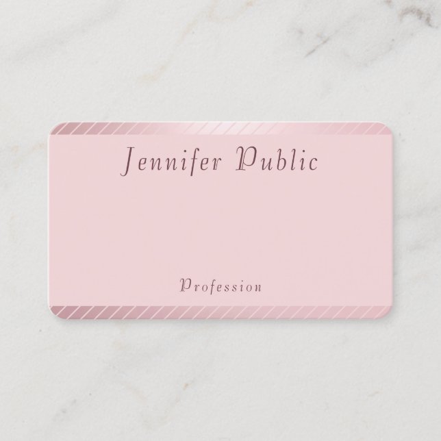 Elegant Rose Gold Template Modern Trendy Simple Business Card (Front)