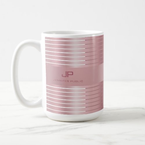 Elegant Rose Gold Template Monogram Trendy Modern Coffee Mug