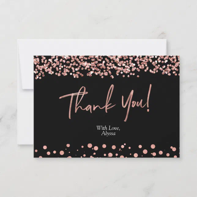 Elegant Rose Gold Thank You card | Zazzle