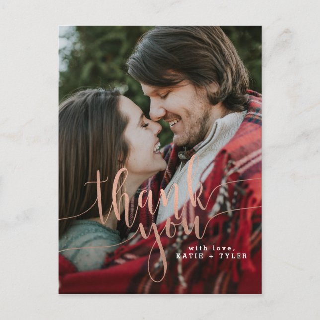 Elegant Rose Gold Thank You Postcard (Front)