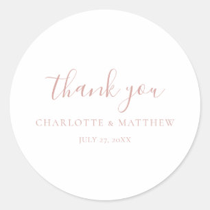 Elegant Rose Gold Thank You Wedding Round Sticker