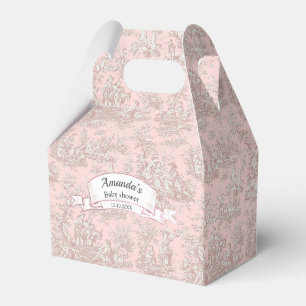 Elegant Rose Gold Toile de Jouy Monogram Gift Favor Boxes