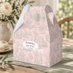 Elegant Rose Gold Toile de Jouy Monogram Gift Favor Boxes