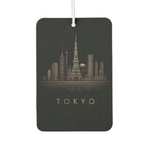 Elegant Rose Gold Tokyo City Skyline Illustration Air Freshener