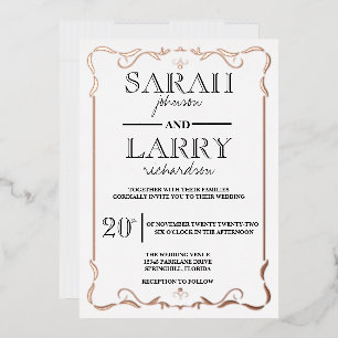 Elegant Rose Gold Traditional Wedding Foil Invitation