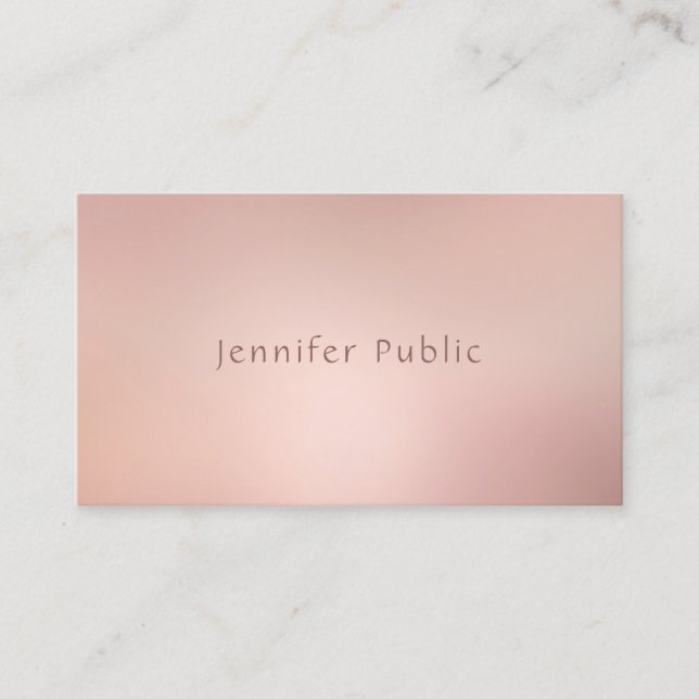 Elegant Rose Gold Trendy Modern Stylish Plain Business Card (Front)