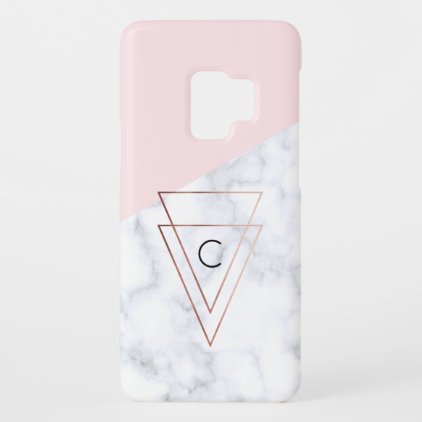 elegant rose gold triangles white marble pink Case-Mate samsung galaxy s9 case