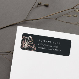 Elegant Rose Gold Tropical Hibiscus Return Address Label