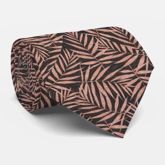 Elegant rose gold Tropical leaves Neck Tie