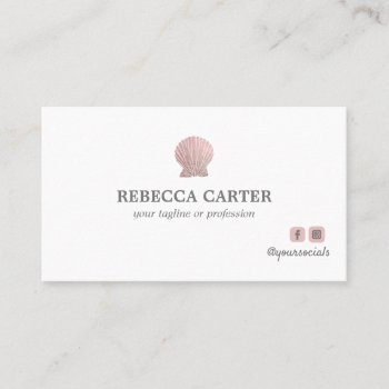 Elegant Rose Gold Tropical Seashell Beach Coastal Business Card by Citronellapaper at Zazzle