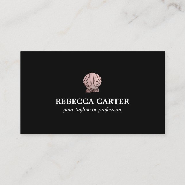 Elegant ROSE Gold Tropical Seashell Coastal Beach Business Card (Front)