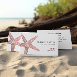 Elegant ROSE Gold Tropical Starfish Beach Coastal Business Card
