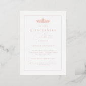 Elegant Rose Gold Watercolor Quinceanera Birthday  Foil Invitation (Standing Front)