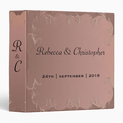 Elegant Rose Gold Wedding Album 3 Ring Binder