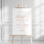 Elegant Rose Gold Wedding Bridal Shower Welcome Foam Board<br><div class="desc">Celebrate the bride to be with this elegant bridal shower welcome display in soft rose gold on a crisp white background. Flowing calligraphy and refined serif typography are paired with graceful flourishes for a romantic, sophisticated look perfect for any wedding shower celebration. The guest of honor's name is featured in...</div>