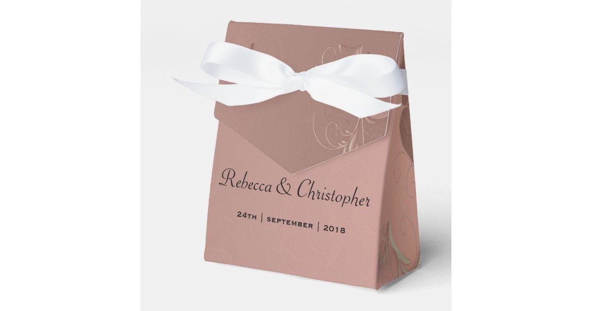 Elegant Rose Gold Wedding Favor Box Zazzle Com