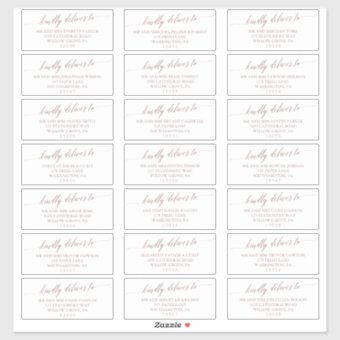 Elegant Rose Gold Wedding Guest Address Labels | Zazzle