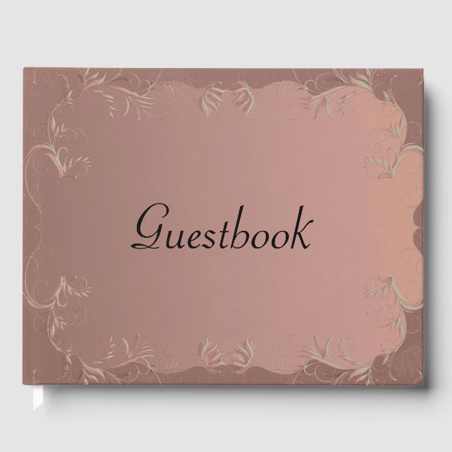 Elegant Rose Gold Wedding Guest Book (Front)