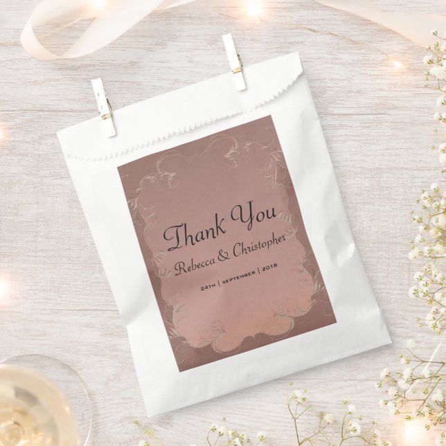 Elegant Rose Gold Wedding Guest Thank You Favor Bag (Clipped)