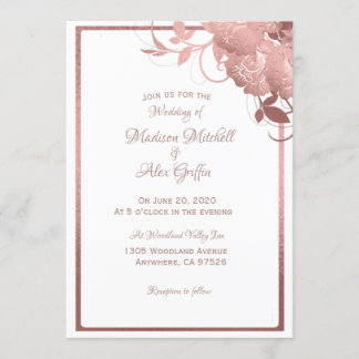 Elegant Rose Gold Wedding Invitation