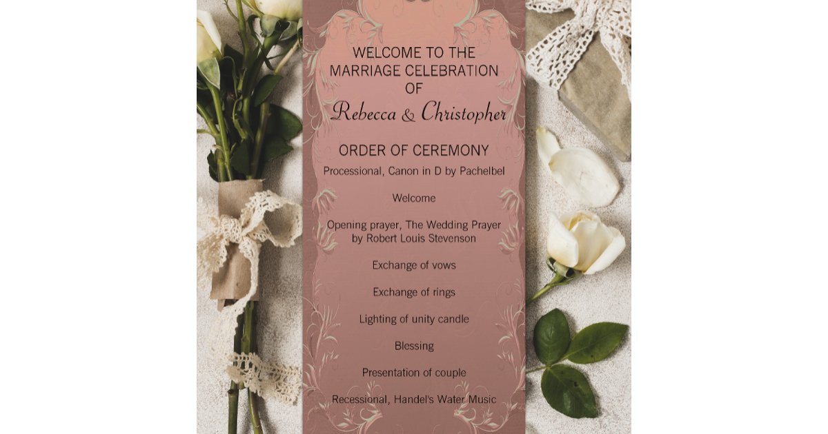 Rose Gold Program Elegant Rose Gold Wedding Program | Zazzle