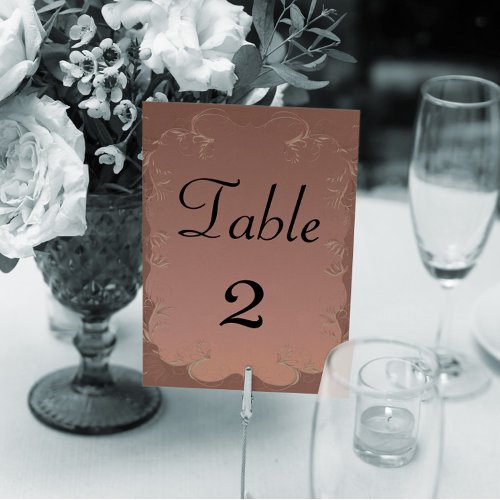 Elegant Rose Gold Wedding ReceptionTable Table Number