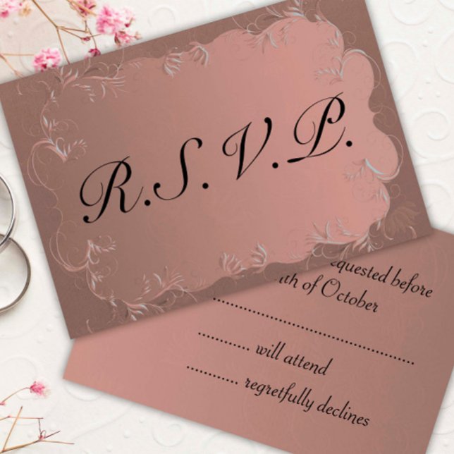 Elegant Rose Gold Wedding RSVP Card (Creator Uploaded)