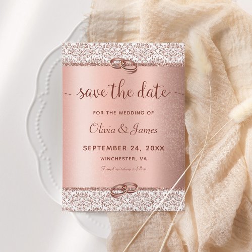 Elegant Rose Gold Wedding  Save The Date