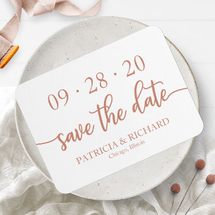 Elegant Rose Gold Wedding Save The Date Magnet